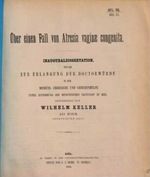 Über einen Fall von Atresia vaginae congenita