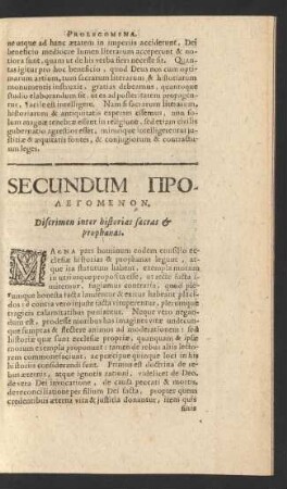 Secundum Prolegomenon.
