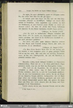 Christian Gottlob Heyne an August Wilhelm von Schlegel, Göttingen, 25.08.1797