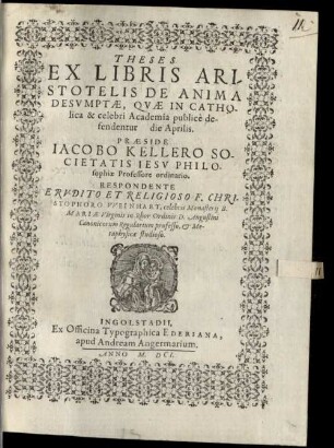 Theses ex libris Aristotelis de anima desumptae