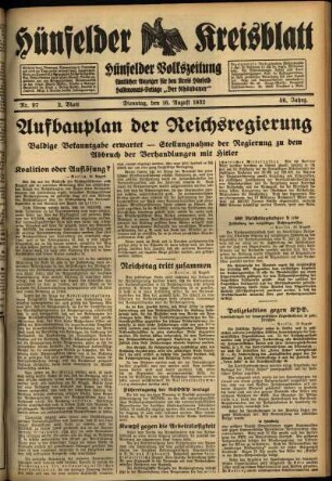 Zweite Ausgabe vom Dienstag, den 16. August 1932.