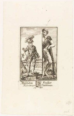 Herakles, der ein Porträt des Hauptmanns Wilhelm Haller hält