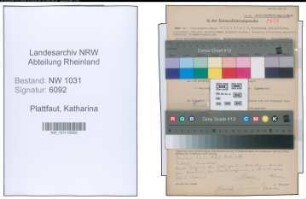 Entnazifizierung Katharina Plattfaut , geb. 19.09.1901 ()