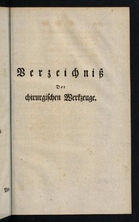 105-120, Verzeichniß der chirurgischen Werkzeuge.