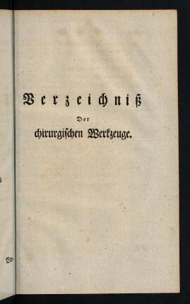 105-120, Verzeichniß der chirurgischen Werkzeuge.