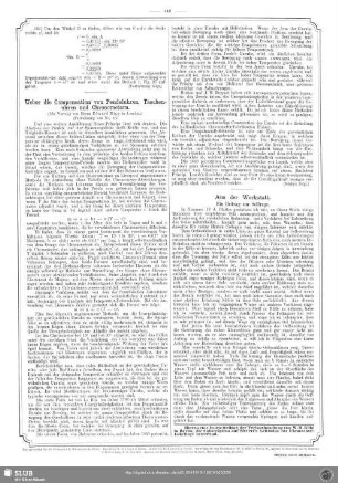 Ueber die Compensation von Pendeluhren, Taschenuhren und Chronometern (Fortsetzung von No. 16)