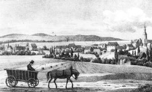Horni Borikovice (Oberullersdorf). Ortsansicht mit Windmühle, 19. Jh., Repro, Ausschnitt