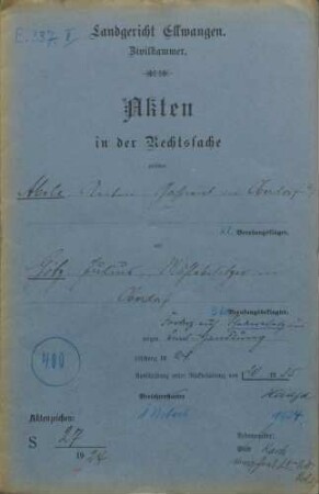 Berufungssache des Gastwirts Anton Abele in Oberdorf, Oberamt Neresheim (Kl., Beruf. Kl.) gegen Mühlebesitzer Julius Götz in Oberdorf (Bekl., Beruf. Bekl.) wegen Forderung auf Schadenersatz aus unerlaubter Handlung