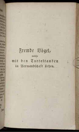 Fremde Vögel, welche mit den Turteltauben in Verwandschaft stehen.