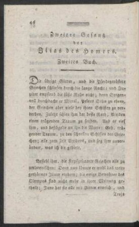 Zweiter Gesang der Ilias des Homers. Zweites Buch