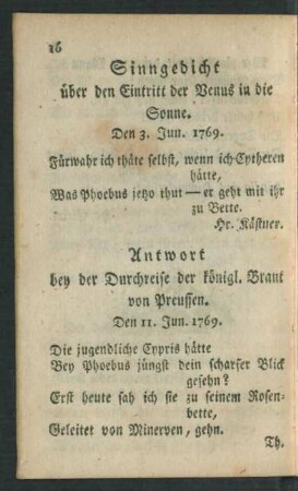 Antwort bey der Durchreise der königl. Braut von Preussen ...