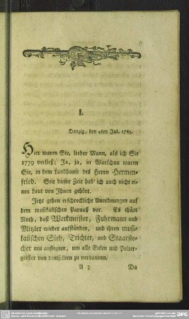 I. Danzig, den 4ten Jul. 1785