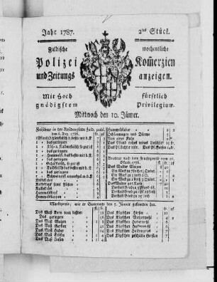 2tes Stück., Ausgabe vom 10. Januar 1787