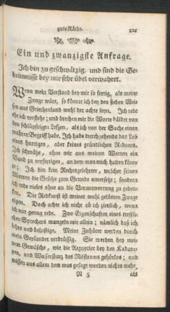 Ein und zwanzigste Anfrage - Dreyßigste Anfrage