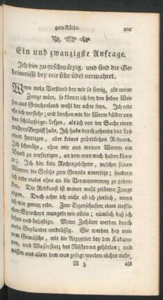 Ein und zwanzigste Anfrage - Dreyßigste Anfrage