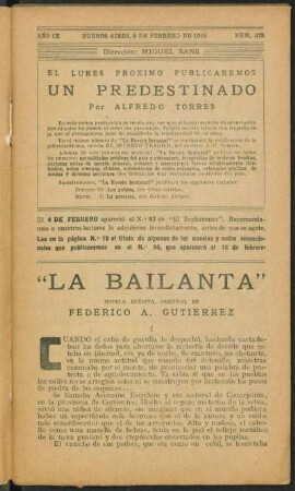 1925009378: "La bailanta" : novela inédita