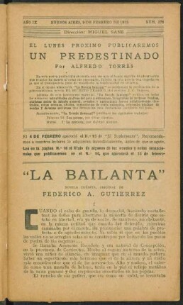 1925009378: "La bailanta" : novela inédita