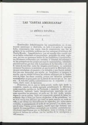Las "cartas americanas" y la América Española