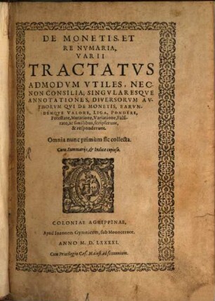 De Monetis Et Re Nvmaria : Libri Dvo ...