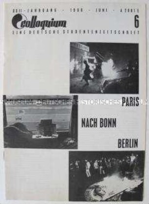 (West)-Berliner Studentenzeitschrift "Colloquium" u.a. zu den Studentenunruhen in Paris und Berlin