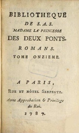 Bibliothèque universelle des dames. Classe 5. Romans. 11. 1787
