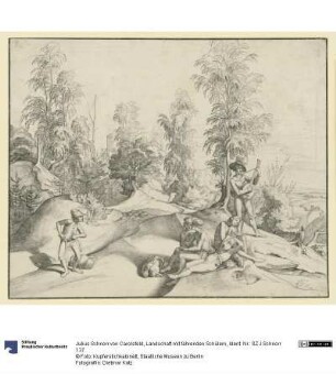 Landschaft mit fahrenden Schülern