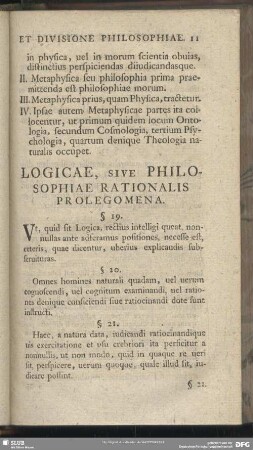 Logicae, Sive Philosophiae Rationalis Prolegomena