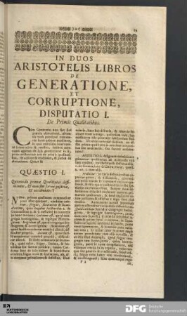 In Duos Aristotelis Libros De Generatione, Et Corruptione