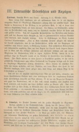 266-267 Litterarische Uebersichten und Anzeigen