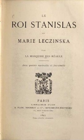 Le roi Stanislas et Marie Leszinska