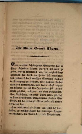 Biographie des Ritters Gerard Chorus, Erbauers des Rathhauses und des Chors an der Marien- oder Münsterkirche (in Aachen) : Mit Belegen von Chr. Quix
