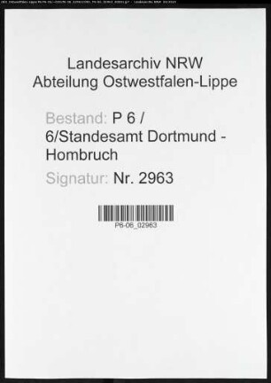 Sterberegister Standesamt Dortmund-Hombruch (XXIII)