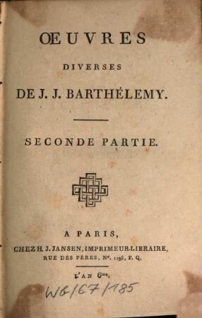 Oeuvres diverses de J. J. Barthélemy. 2