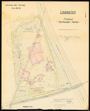 Freibad Merheimer Heide, Köln: Lageplan Vermessungskarte 1:500