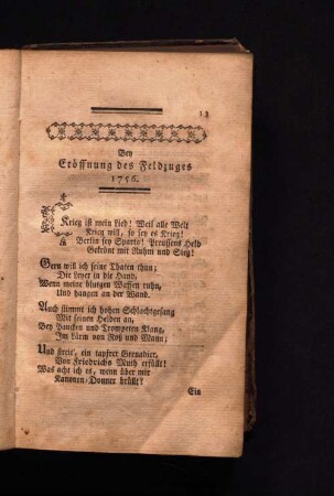 Bey Eröffnung des Feldzuges 1756