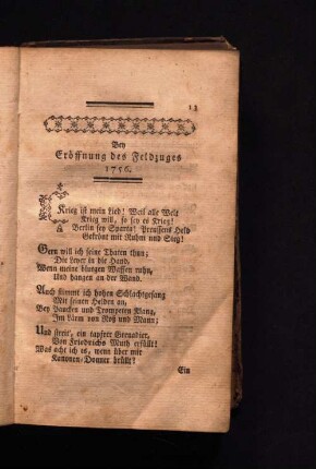 Bey Eröffnung des Feldzuges 1756
