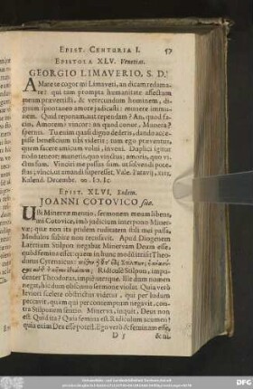 Epist. XLVI. Eodem. Ioanni Cotovico suo.