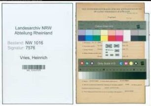 Entnazifizierung Heinrich De Vries , geb. 01.01.1887 (Schaffner)