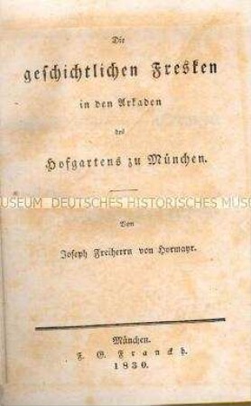 Die geschichtlichen Fresken in den Arkaden des Hofgartens zu München