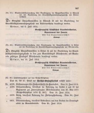 Nr. 89: Inhaltsverzeichnis aus dem Reichs-Gesetzblatt