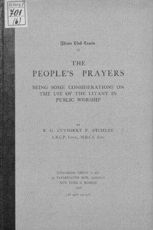 The people's prayers : being some considerations on the use of the litany in public worship