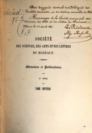 Mémoires et publications. 7. 1858/59 (1860)