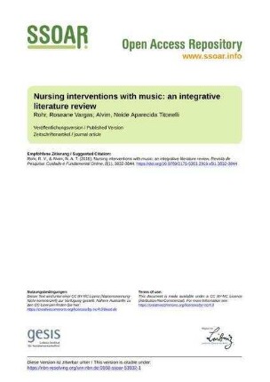 Nursing interventions with music: an integrative literature review