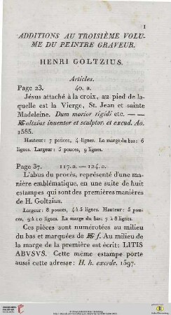 Additions au troisième volume du peintre graveur