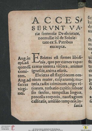 Accesserunt variae sententiae De ebrietate