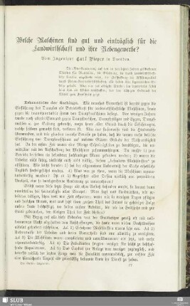 Welche Maschinen sind gut und einträglich für die Landwirthschaft und ihre Nebengewerbe?