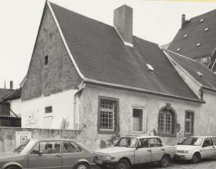 Mittweida, Wohnhaus : Mittweida, Wohnhaus mit Ladeneinbau und Hinterhaus, Brühl 9/ Ecke Waldheimerstraße, nach 1693, 1918, Giebel- und Traufseite vom Hinterhaus