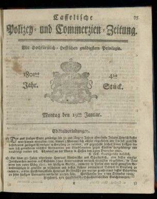 4tes Stueck, Montag den 19ten Januar 1801
