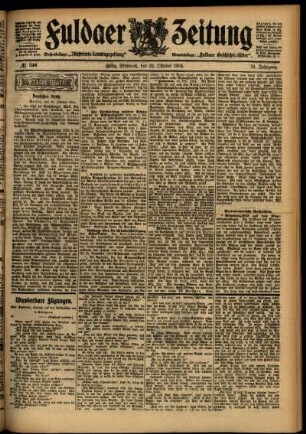 Erste Ausgabe vom Mittwoch, den 26. Oktober 1904.