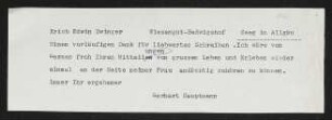 Brief von Gerhart Hauptmann an Edwin Erich Dwinger